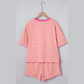 Hollyn Pink Stripe Drop Shoulder Boxy Casual Terry Short Set