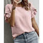 Jeri Pink Ruffle Trim Short Sleeve Blouse