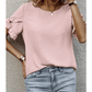 Jeri Pink Ruffle Trim Short Sleeve Blouse