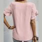 Jeri Pink Ruffle Trim Short Sleeve Blouse