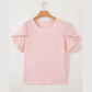 Jeri Pink Ruffle Trim Short Sleeve Blouse