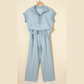 Lara Beau Blue Half Zip Polo Tee Casual Pant Set