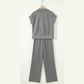 Lara Charcoal Half Zip Polo Tee Casual Pant Set