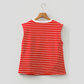 Tana Red Stripe Ribbed Round Neck Trim Loose Tank Top