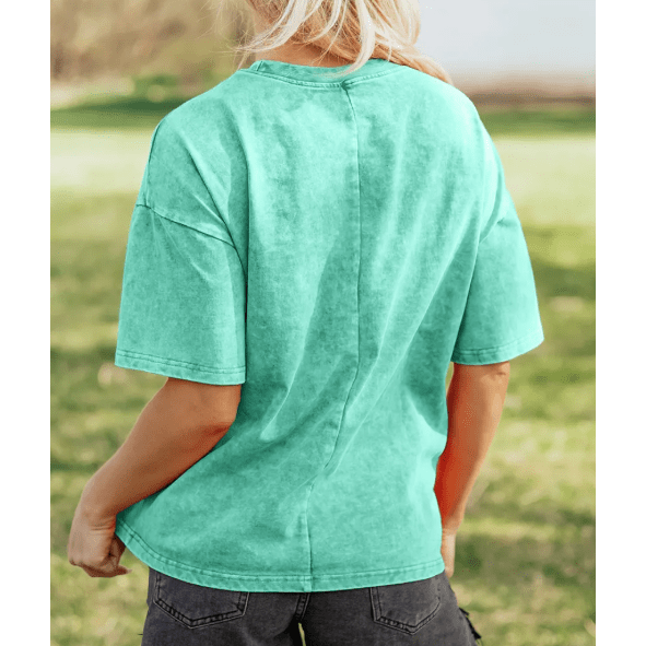 Ronda Mint Green Cotton Mineral Washed Oversize Tee