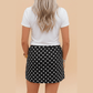Brianne Black Polka Dot Drawstring Casual Mini Skort