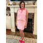 Zella Sachet Pink Textured Stripe Print Contrast Trim Zip Collar Sleeveless 2pcs Skort Set