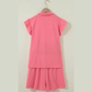 Elleigh Coral Half Zipped Ruffled Short Set