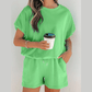 Hadlee Green Puffy Loose Top Drawstring Shorts 2pcs Outfit