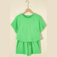 Hadlee Green Puffy Loose Top Drawstring Shorts 2pcs Outfit