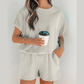 Hadlee Grey Puffy Loose Top Drawstring Shorts 2pcs Outfit