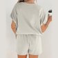 Hadlee Grey Puffy Loose Top Drawstring Shorts 2pcs Outfit