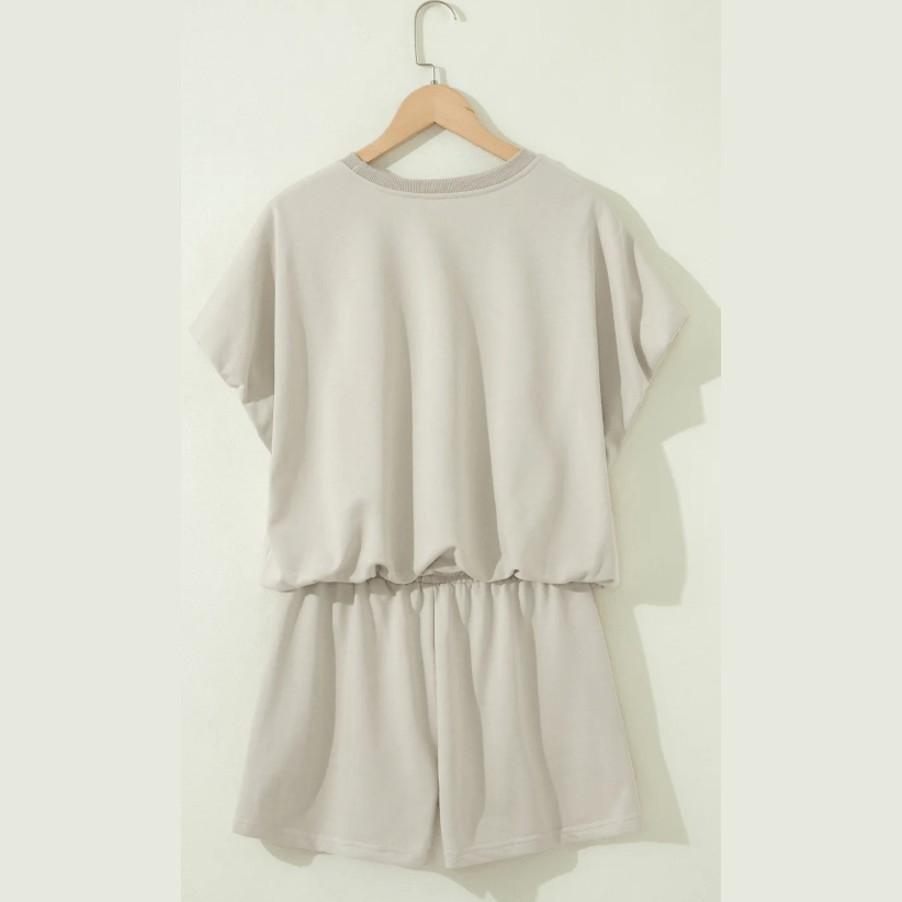 Hadlee Grey Puffy Loose Top Drawstring Shorts 2pcs Outfit