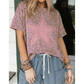 Soph Pink Leopard Retro Studded Star Patch Loose Tee