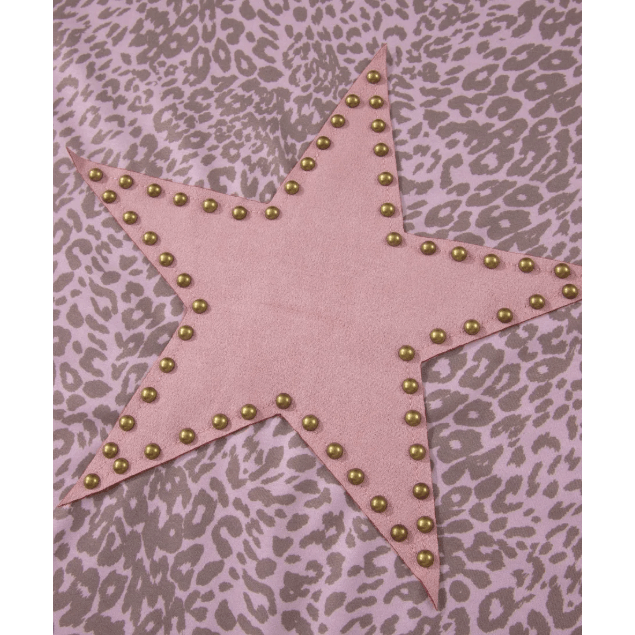 Soph Pink Leopard Retro Studded Star Patch Loose Tee