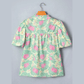 Tallis Green Short Bubble Sleeve Summer Floral Blouse