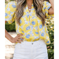 Tallis Yellow Short Bubble Sleeve Summer Floral Blouse