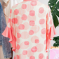 Mallory Pink Double Polka Dot Printed Ruffle Trim Short Sleeve Babydoll Shirt