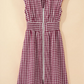 SALE!!!  Blakely Red Plaid Print Full Zipper Cinched Waist Fit Flare Sleeveless Maxi Dress