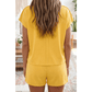 Kalin Gold Loose Polo Tee Elastic Waist 2pcs Short Set