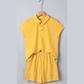 Kalin Gold Loose Polo Tee Elastic Waist 2pcs Short Set