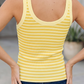 Kathi Yellow Stripe Ribbed Knit Slim Tank Top