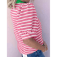 Ailee Pink Puff Sleeve Color Block Polo Collar Blouse