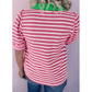 Ailee Pink Puff Sleeve Color Block Polo Collar Blouse