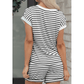 SALE!!!  Nansi Black Stripe Half Buttons Top and Shorts Set