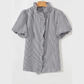 Kaycee Black Striped Ruffle Short Bubble Sleeve Shirt