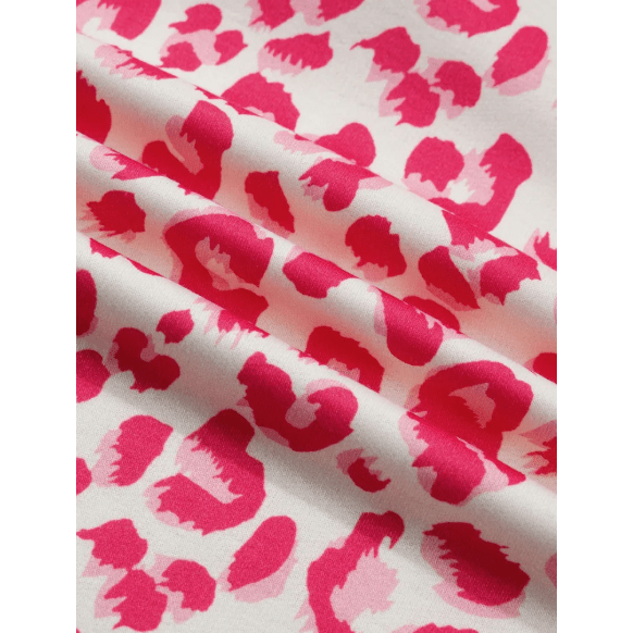 Loray Pink V Neck Collar Leopard Printed 2pcs Short Set