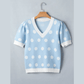 Lauri Blue Polka Dot Puff Short Sleeve Sweater