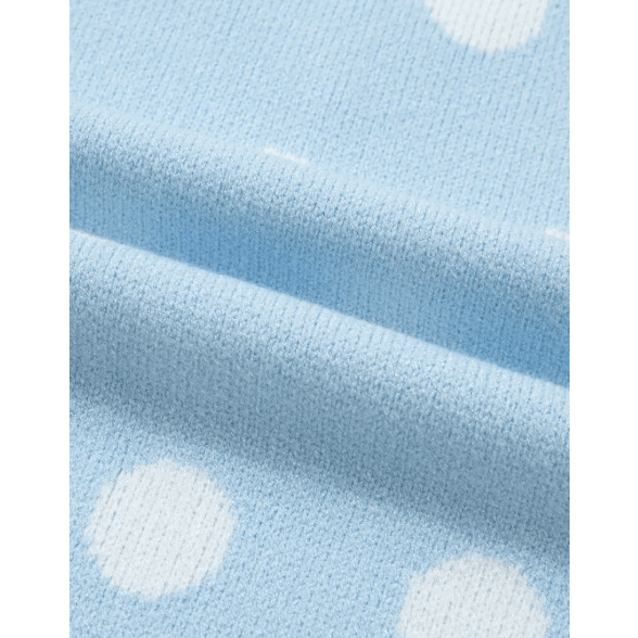 Lauri Blue Polka Dot Puff Short Sleeve Sweater