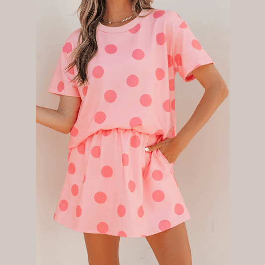 SALE!!!  Blythe Pink Polka Dot Short Sleeve Top Casual Skort 2pcs Outfit