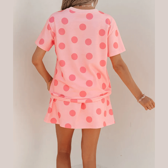 SALE!!!  Blythe Pink Polka Dot Short Sleeve Top Casual Skort 2pcs Outfit