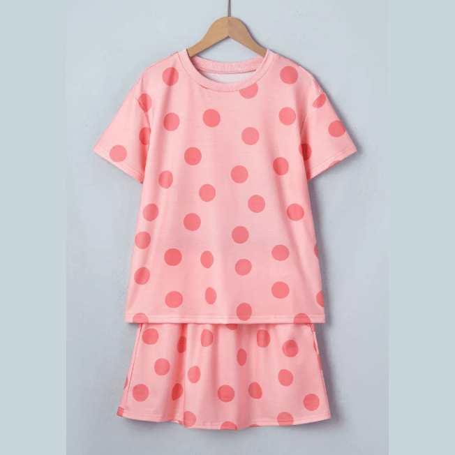 SALE!!!  Blythe Pink Polka Dot Short Sleeve Top Casual Skort 2pcs Outfit