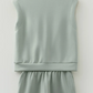 Cathy Grey Green Quarter Zip Sleeveless Top Drawstring Shorts Casual 2pcs Outfit