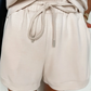 Cathy Oatmeal Quarter Zip Sleeveless Top Drawstring Shorts Casual 2pcs Outfit