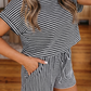 Nadine Black Breathable Textured Knit Short 2pcs Set