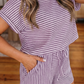 Nadine Purple Breathable Textured Knit Short 2pcs Set
