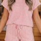 Nadine Pink Breathable Textured Knit Short 2pcs Set
