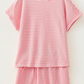 Nadine Pink Breathable Textured Knit Short 2pcs Set
