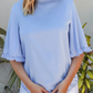 Shayna Blue Ruffled Bell Sleeve Loose Blouse