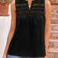 Lacee Black Shirred Contrast Stitch V Neck Sleeveless Shift Top