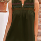 Lacee Jungle Green Shirred Contrast Stitch V Neck Sleeveless Shift Top