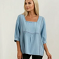 Ronalda Light Blue Denim Square-Neck Top