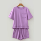 Sherleen Orchid Bouquet Raw Edge Patch Pocket Oversized Top and Shorts Set