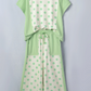 Adele Green Color Block Patchwork Polka Dot Wide Leg Pant Set