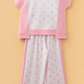 Adele Pink Color Block Patchwork Polka Dot Wide Leg Pant Set