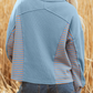 Celeste Dusk Blue Exposed Seam Waffle Striped Patchwork Baggy Pullover